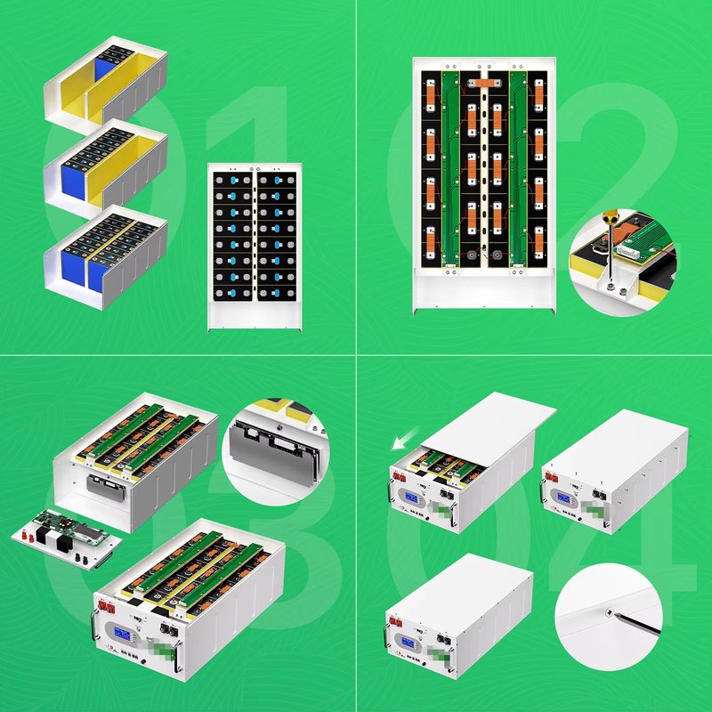 48V 51.2V 280Ah 300Ah DIY Kits Battery Case Assemble 200A BMS Active Equalization Batterie LiFePO4 Lithium Phosphate Battery Box
